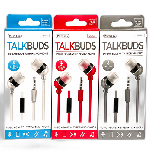 Sentry Talkbuds In-Line Mic Asst Color #Hm224