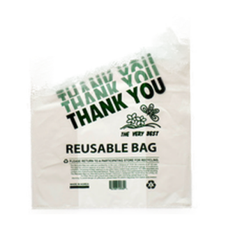 Shopping Bag Thank You Reusable White 200Pc 13X7X21