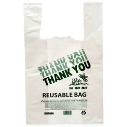 Shopping Bag Thank You Reusable White 200Pc 13X7X21
