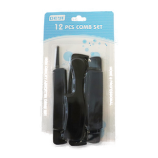 Hair Comb 12Pc Set Black Asst