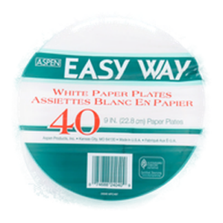 Aspen Paper Plate Round 9" 40Ct White