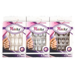 Marble Print Nails Clear Glitter Assorted 12Ct