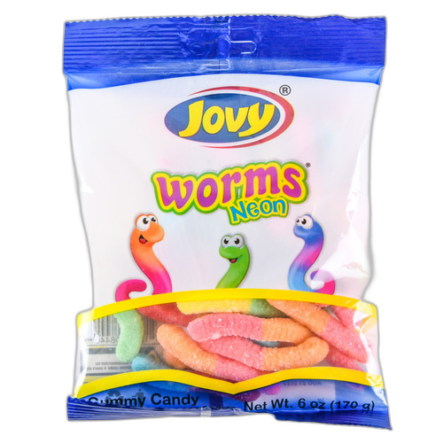 Jovy Gummy Worms Neon 6 Oz