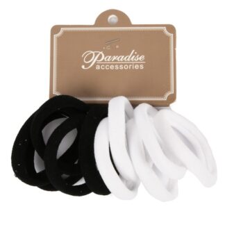 Hair Tie 10Ct Black& White Clr