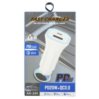 Car Fast Charger Type-C & Usb 2-Clrs