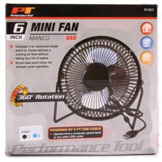 Mini Fan 6" 360 Degree Rotation Black