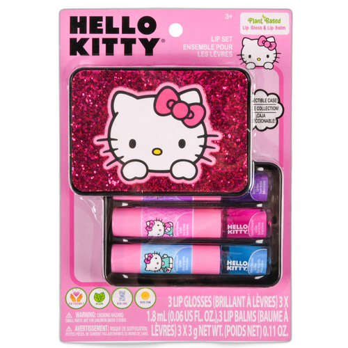 Hello Kitty Lip Balm In Glitter Box 3Pk