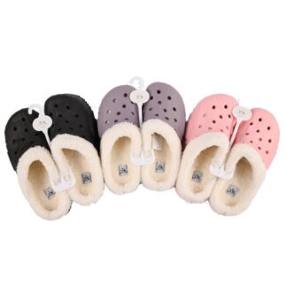 Hw Women Lined Clog Slippers W/Fur Asst Sz 5-10