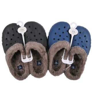 Hw Men Lined Clog Slippers W/Fur Asst Sz 7-12