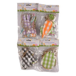 He Easter Garland Gingham Asst 6 Ft