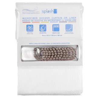 Microfiber Shower Curtain/Liner W/Hooks Wht 70 X 72 In