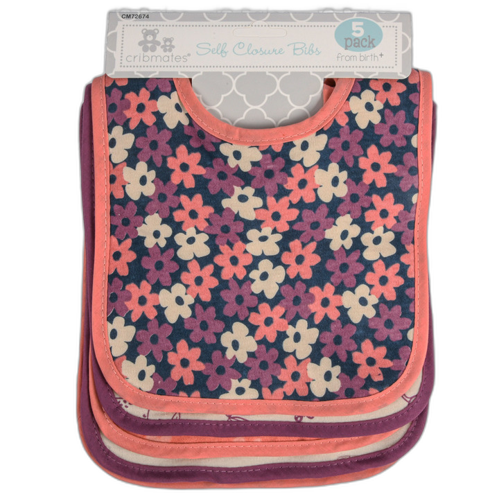 Petite L'Amour Girl Infant Bibs 5 Pk