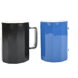 Stoneware Mug W/ Gold Color Handle Asst Col 13 Oz
