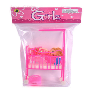 Baby In Crib Toy W/Accessories In Bag