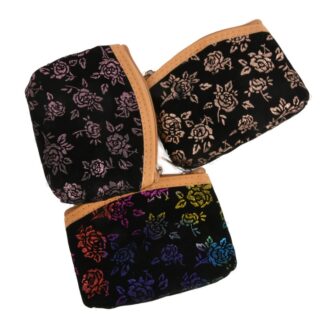 Coin Purse Black W/Asst Rose Print