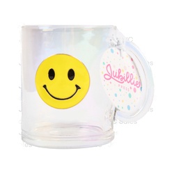 Jubillie Press Glass Coffee Mug Smiley Face 3.5"Dx4.25"H