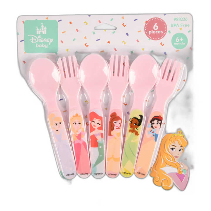 Disney Baby Girl Plast Fork/Spoon Set 6 Pk