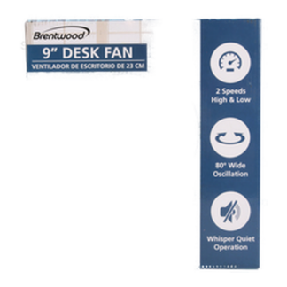 Hs Oscillating Desk Fan White 9 In