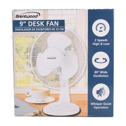Hs Oscillating Desk Fan White 9 In
