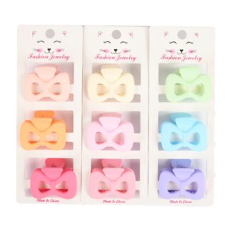 Hair Claw Clip Bow Pastel Asst Color Sm 3 Pc