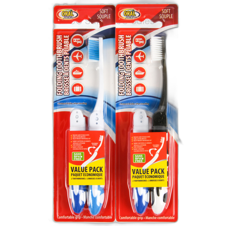 Oral Fusion Folding Travel Toothbrush Soft 2 Pk