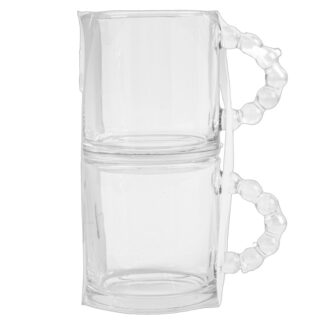 Glass Mug Set Clear & Green 2 Pk