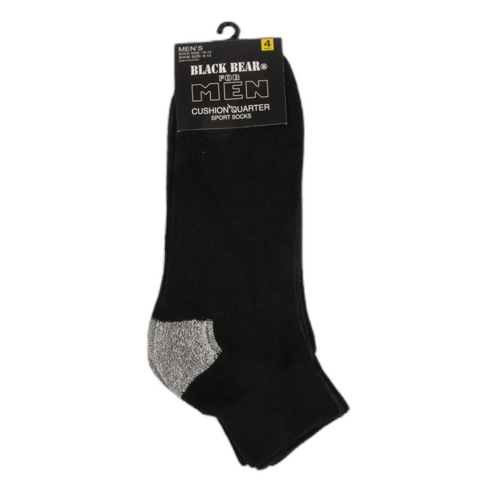Men'S Socks Cushion Quarter Blk Sz 6-12 4 Pr