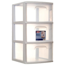Sterilite Drawer Cart 3 Unit White Medium