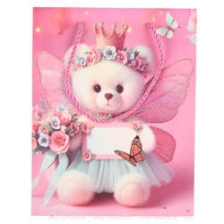 Gift Bag Fairy Teddy Bear Pink Small