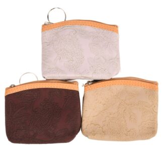 Coin Purse Faux Leather Embossed Asst Color