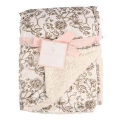 Baby Blanket Mink&Sherpa Brwn Floral 30X40"