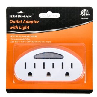 Kingman Outlet Adapter 3 Plugs Etl With Light