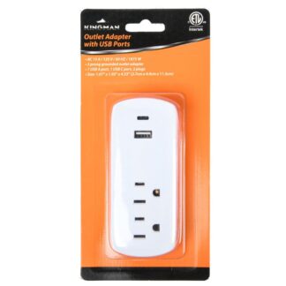 Kingman Outlet Adapter 2 Plugs Usb & C Port