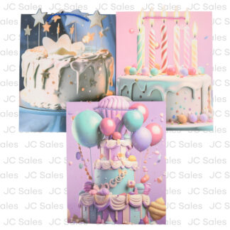 Gift Bag W/Cake Print Asst 10X12 In