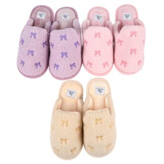 Hw Women Slippers W/Bow Print Asst Sz 5-10