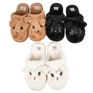 Hw Women Slippers Cat Face Asst Color Sz 5-10