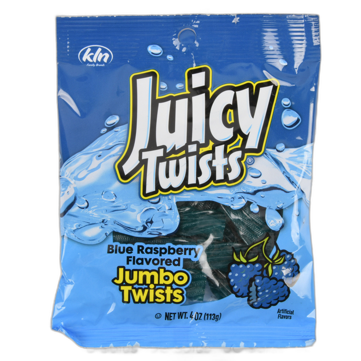 Juicy Jumbo Twist Candy Blue Raspberry 4 Oz