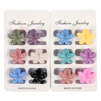 Hair Mini Claw Clip Flower Asst Color 6 Ct