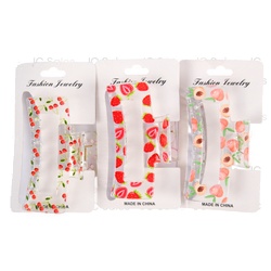 Hair Claw Clip W/Fruits Print Asst Color 1 Pc