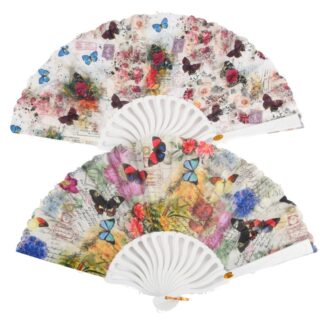 Folding Hand Fan Butterflies Asst