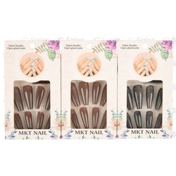 Mkt Pre-Glued False Nail Asst Color 12 Ct