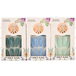 Mkt Pre-Glued False Nail Asst Color 12 Ct