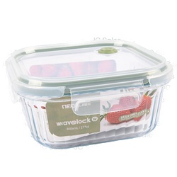 Wavy Glass 27 Oz Square Food Storage Dark Green Vent