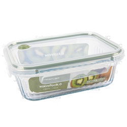 Wavy Glass 34 Oz Rectangle Food Storage Dark Green Vent