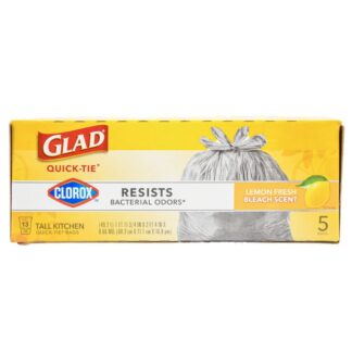 Glad Tall Kitchen Bags Lemon Bleach Scent 13 Gal 5 Ct