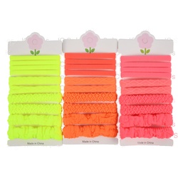 Elastic Hair Ties Fluorescence Asst Color 10 Ct
