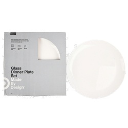 Glass Dinner Plate White Set 10.75 In 6 Pc