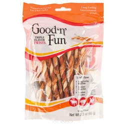 Good N'Fun Dog Snack Triple Flav Twist 5" 12 Ct