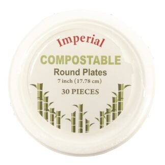 Compostable Round Plates White 7 In 30 Ct