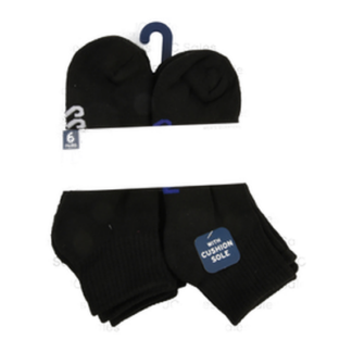 K-Swiss Mens Quarter Socks Black Sz 6-12 6 Pr